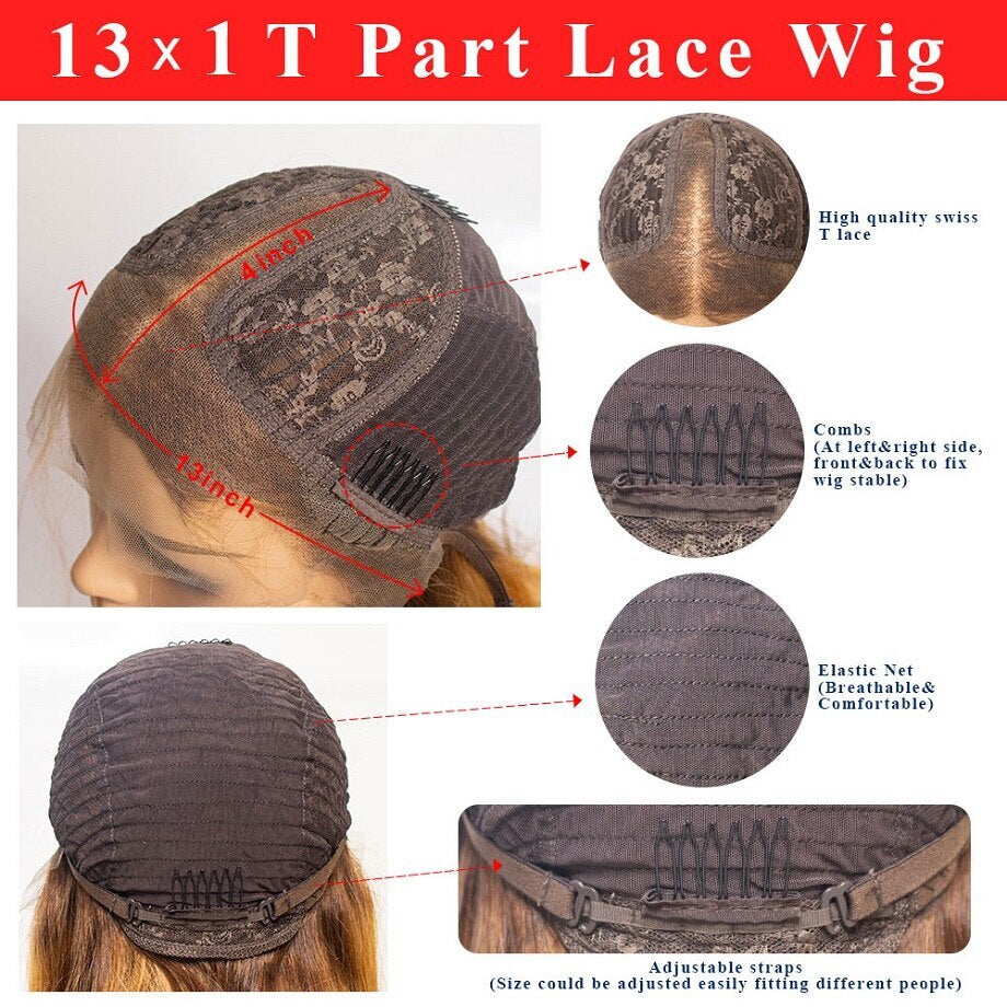 Highlight Lace Front Human Hair Wigs Ombre Honey Blonde Brown Short Bob Frontal 30 Inch Loose Body Wave for Women Lace Front Wig