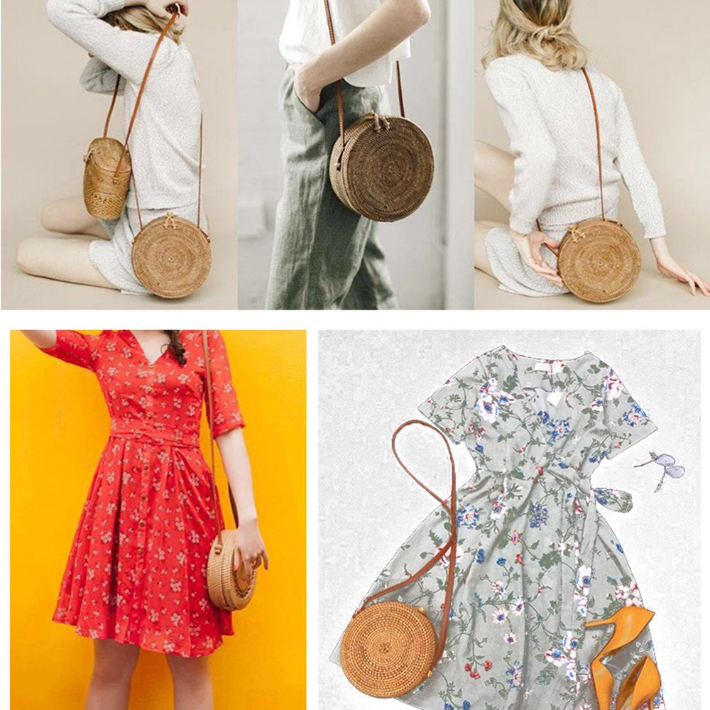 Handmade Woven Rattan Bag Bowknot Shaped Buckle Lady Shoulder Bag Crossbody Bag Natural Rattan Bag Inner Bag Cotton