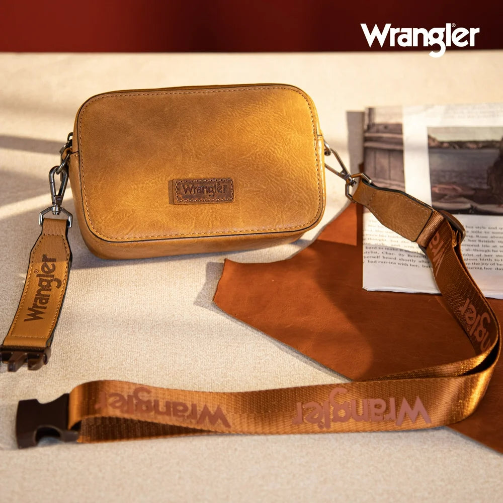 Wrangler Small Crossbody Bags for Women Camera Bag Purse Trendy Mini with Wide Shoulder Strap